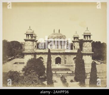 Dr. John Murray. The Tomb of Itimad-ud-Daulah. 1853–1867. Scotland. Albumen print Trained as a doctor, John Murray took up photography while in the medical service of the army of the East India Company. He was stationed near the Taj Mahal, in Agra, India, where he became interested in Mughal architecture and began documenting monuments in the area; in 1857 he exhibited 30 of these views in London. Murray employed a large–format camera that accommodated the size of the waxed–paper negative seen here. With less sensitive photographic emulsions, however, exposing for the building could result in Stock Photo