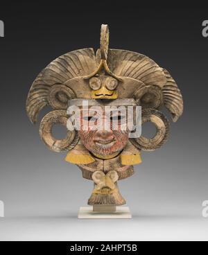 Teotihuacan. Mask from an Incense Burner Portraying the Old Deity of Fire. 450 AD–750 AD. Valley of Mexico. Ceramic and pigment Stock Photo