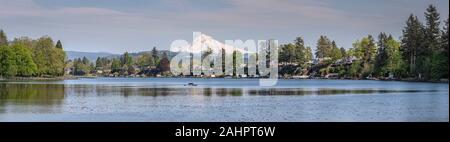 Blue Lake Mt. Hood and surroundings panorama Oregon. Stock Photo