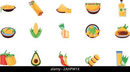 bundle mexican traditional set icons vector illustration design Stock Vector