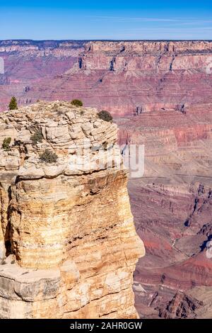 A dramatic panoramic view of the mountainous Grand Canyon as seen from Moran Point. Stock Photo