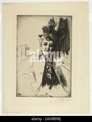 Anders Zorn. Mrs. Potter Palmer. 1896. Sweden. Etching in black on ivory laid paper Stock Photo