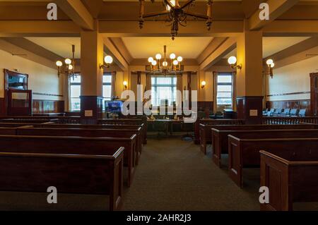 Prineville, Oregon - May 15, 2015: A Courtroom in the Crook County Courthouse Stock Photo