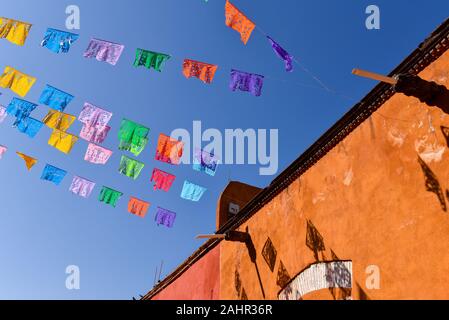 Papel Picado, typical Mexican festive paper decorations in San Miguel de Allende, Mexico Stock Photo