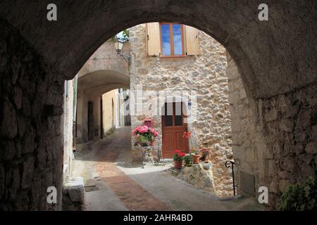 Perched medieval village of Peille, Alpes-Maritimes, Cote d'Azur, French Riviera, Provence, France, Europe Stock Photo