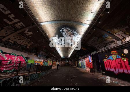 Street art in Leake Street tunnel, London, UK Stock Photo