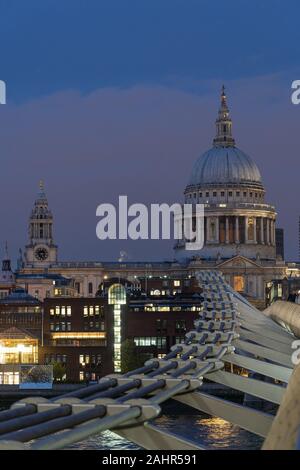 Saint Paul's Cathedral and Millenium Bridge, London, UK Stock Photo