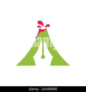 mountain pen drawing symbol logo vector Stock Vector