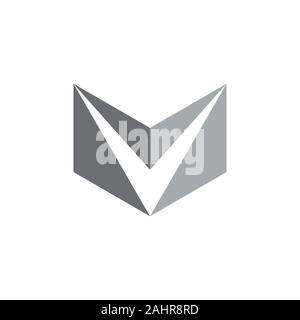 letter v 3d book geometric education modern logo vector Stock Vector