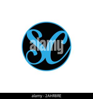 letter sc curves linked circle logo vector Stock Vector