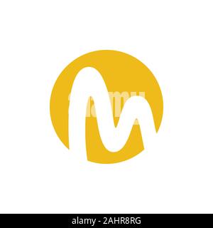 letter m curves negative space circle logo vector Stock Vector