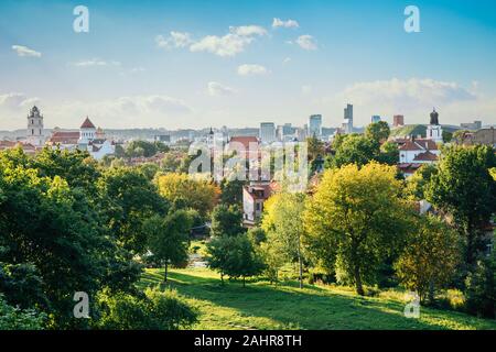 Vilnius old town and park panorama view in Lithuania Stock Photo