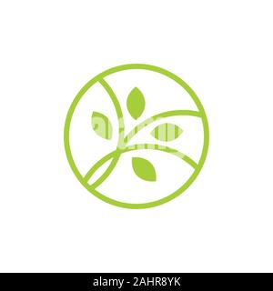 circle geometric line leaf plant clear logo vector Stock Vector