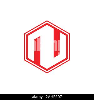 letter nu simple geometric logo vector Stock Vector
