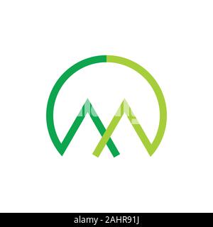 letter m linked green mountain logo vector Stock Vector