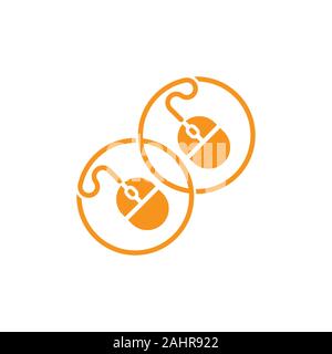 linked pc mouse cable symbol logo vector Stock Vector