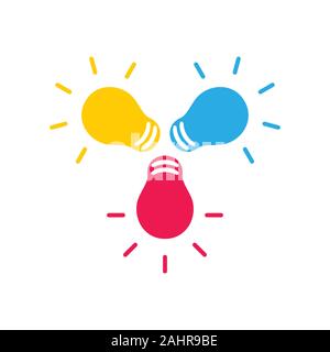 shine colorful light bulbs idea symbol vector Stock Vector