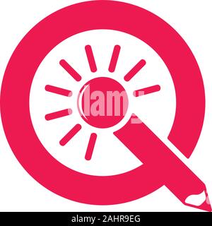 letter iq sun bright pencil education vector Stock Vector