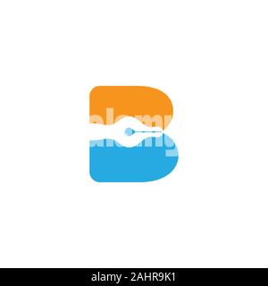 letter b pen writer negative space design symbol vector Stock Vector