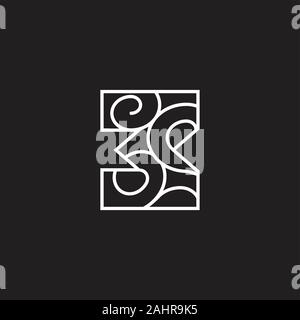 number 3  curves thin lines art logo vector Stock Vector