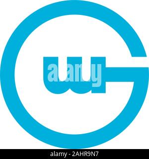 letter gw circle geometric simple logo vector Stock Vector