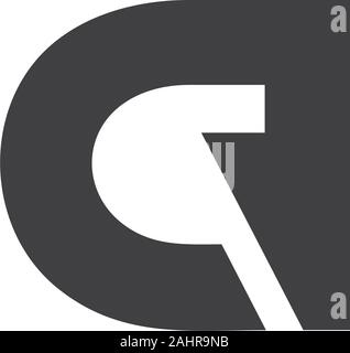 letter cq abstract negative space logo Stock Vector