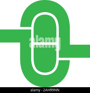 letter o geometric capsule medicine symbol logo vector Stock Vector