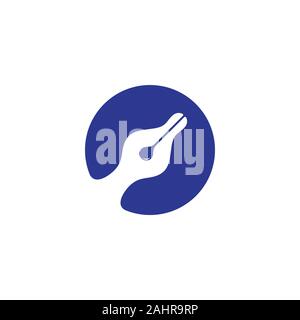pen writer curves circle silhouette design vector Stock Vector