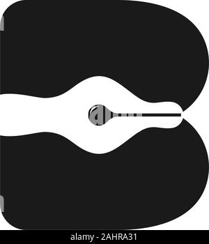 letter b pen writer negative space design symbol vector Stock Vector