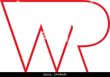 letter wr simple geometric arrow linear design logo vector Stock Vector