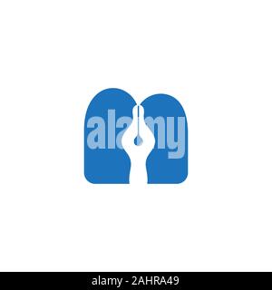 letter m pen writer negative space design symbol vector Stock Vector