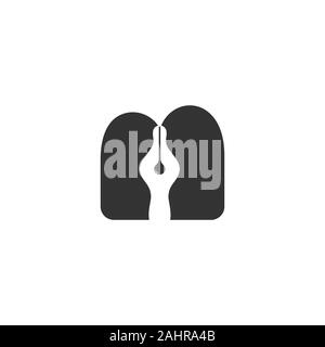 letter m pen writer negative space design symbol vector Stock Vector