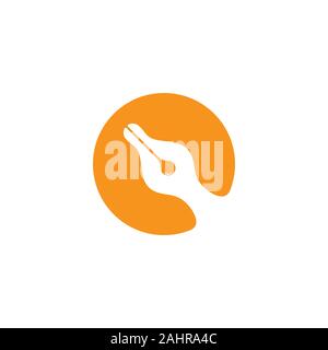 pen writer curves circle silhouette design vector Stock Vector