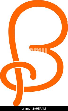 letter pb curves ribbon thread design logo vector Stock Vector