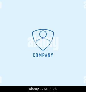 Personal Data Security Logo Design Template, Digital Security, Shield People Sign, Emblem Logo Concept Stock Vector