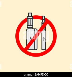 Vape smoking tools vector icon, NO VAPING Stock Vector
