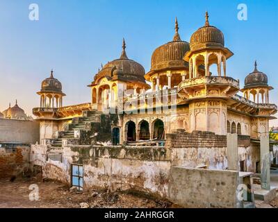 The faded beauty of an old, abandoned Indian haveli, now in derelict condition, though its ornate architecture and hand painted art is still visible. Stock Photo