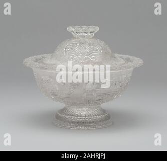 Boston and Sandwich Glass Company (Manufacturer). Covered Sugar Bowl. 1835–1850. Midwest. Pressed glass Stock Photo