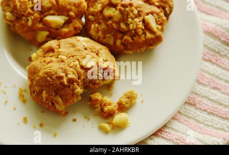 cereal butter cookie bite on white dish Stock Photo