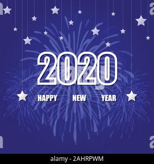 Happy new year 2020 with firework background, stock vector Stock Vector
