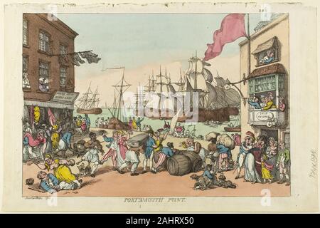 Thomas Rowlandson. Portsmouth Point. 1814. England. Hand-colored etching on ivory wove paper Stock Photo