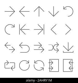 Arrow vector icon set in thin line style, for website and app. Editable stroke Stock Vector