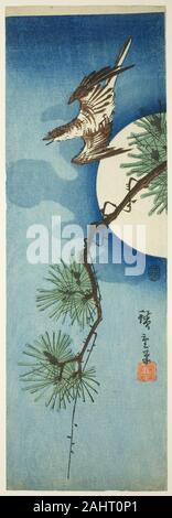Cuckoo, pine branch, and full moon, c. 1843/47, Utagawa