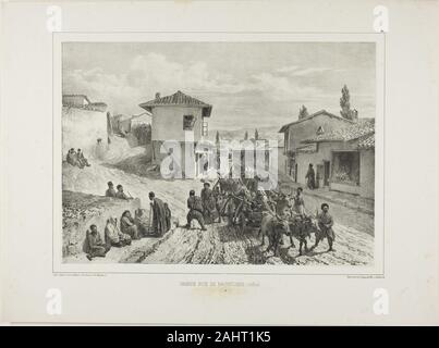 Denis Auguste Marie Raffet. The Main Street of Baghtcheh-Saraï, Crimea, August 19, 1837. 1841. France. Lithograph in black on ivory chine laid down on ivory wove paper Stock Photo