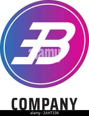 Letter B Alphabetic Logo Design Template, EB Logo Concept, Speed, Fast, Colorful Gradation, Red Blue White pink, Rounded Ellipse Modern Stock Vector