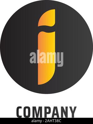 Letter i Alphabetic Logo Design Template, Bold & Strong Rounded Ellipse Modern Concept, Orange Burn Black Stock Vector