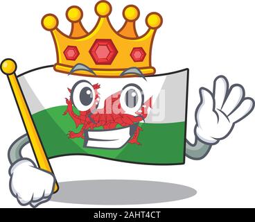 Flag wales Scroll A stylized of King on cartoon character design Stock Vector