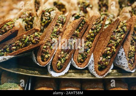 Close up of traditional turkish sweets. Favorite food for tea. Stock Photo