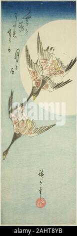 Flying geese and full moon. Utagawa Hiroshige