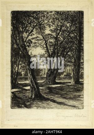 Francis Seymour Haden. Kensington Gardens, No. I (small plate). 1859. England. Etching on ivory wove paper Stock Photo